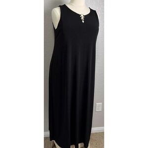NWT CALVIN KLEIN Women's Black Dress Maxi Sz 1 X Dark Academia Party Sleeveless